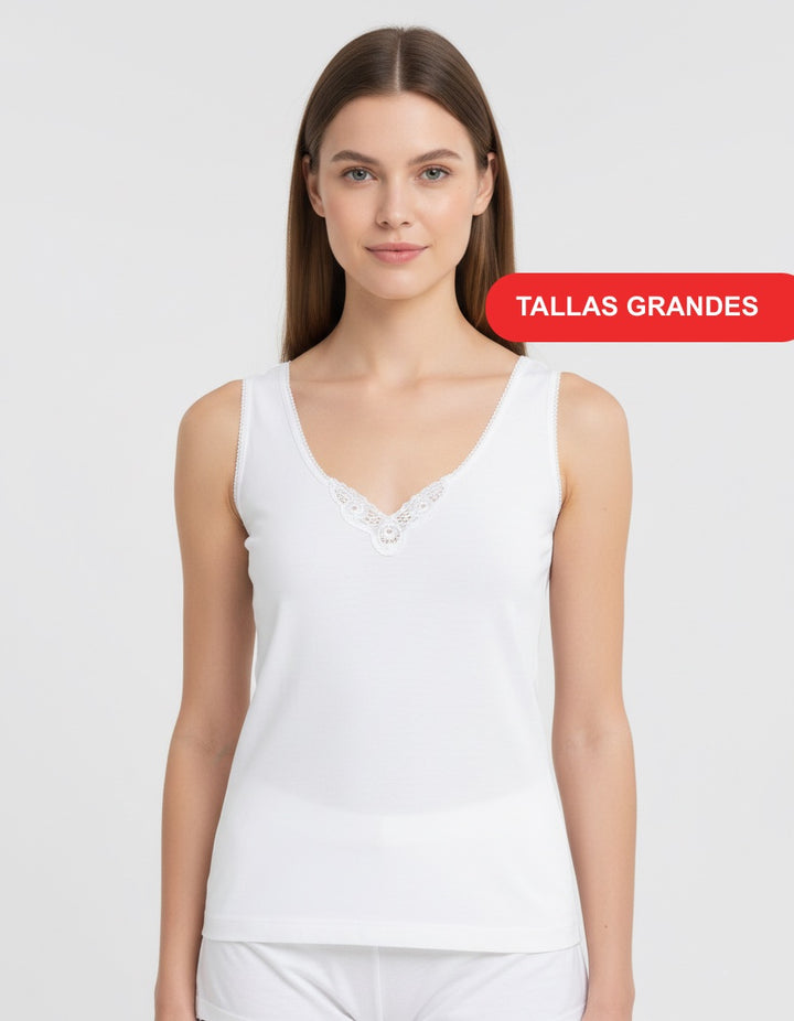 5832b WIDE STRAPS T-SHIRT WITH DECORATION 100% ANTI-ALLERGIC COTTON