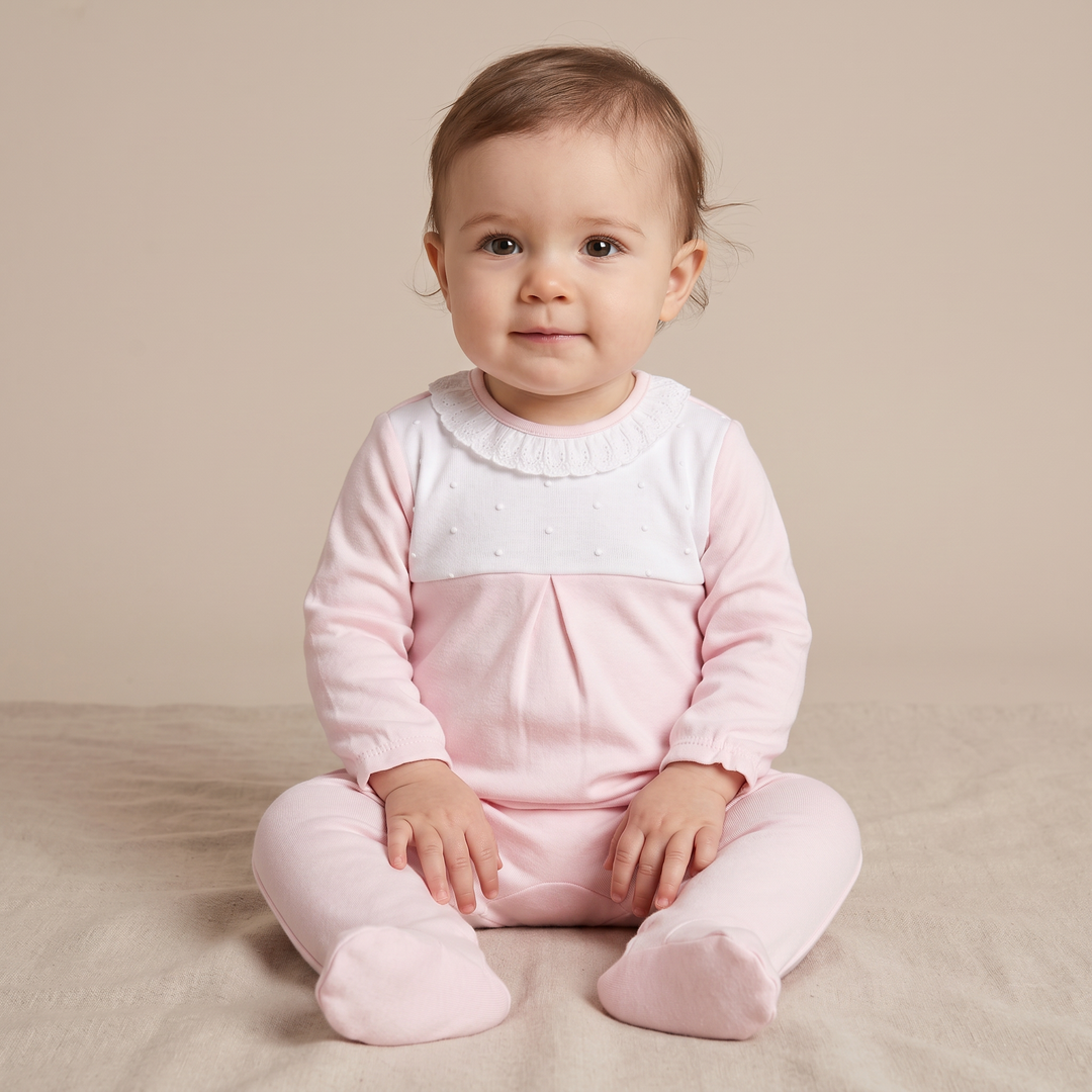0711 PIJAMA PELELE ALGODÓN BEBÉ AFELFADO TÉRMICO ABIERTO DETRÁS 715-Rosa Pálido