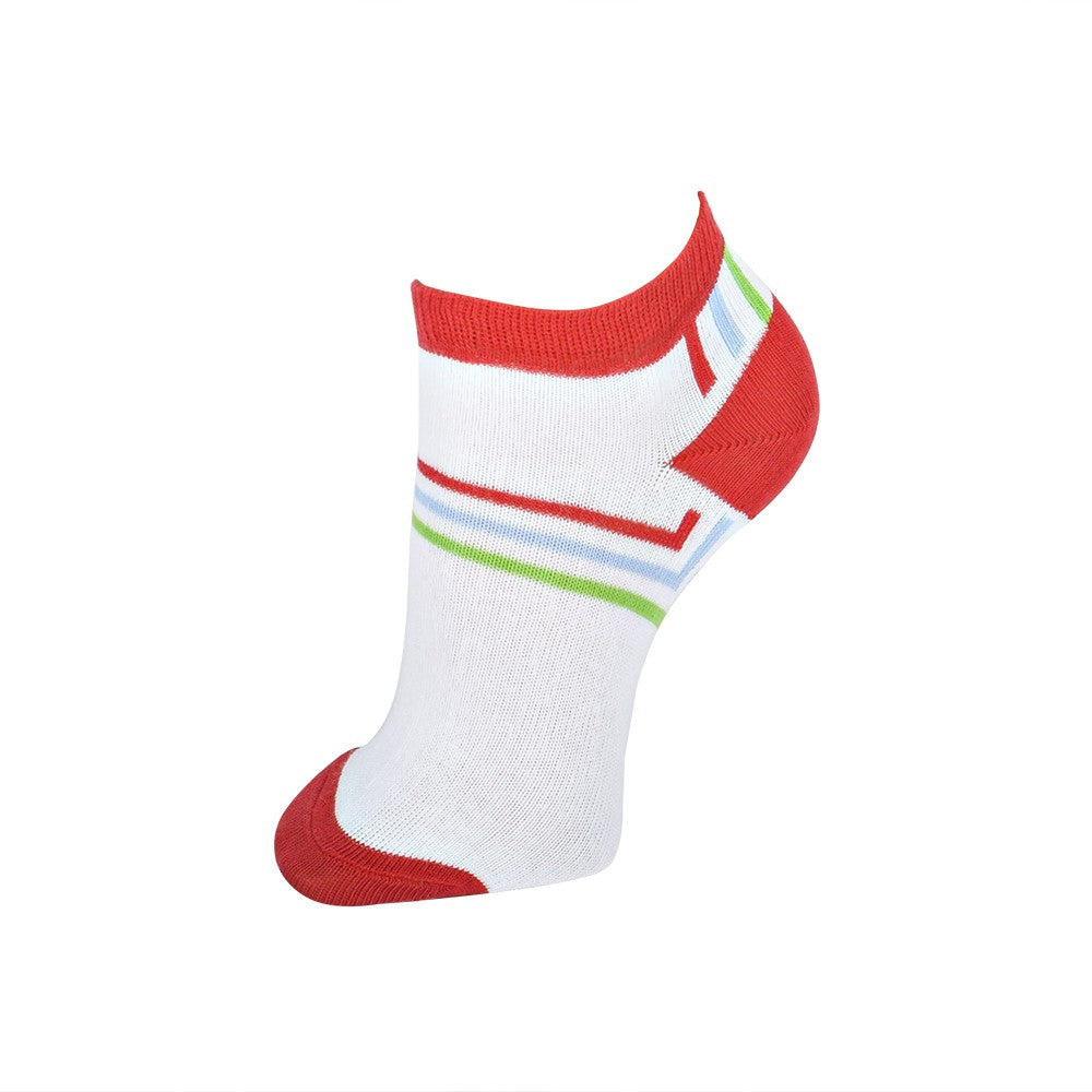 4570 CALCETÍN INVISIBLE RAYAS 076-Blanco-Rojo Única