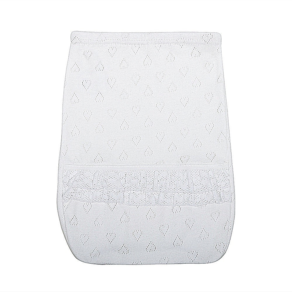 2302 CUBREPAÑAL ALGODÓN CORAZONES CON PUNTILLA BEBÉ