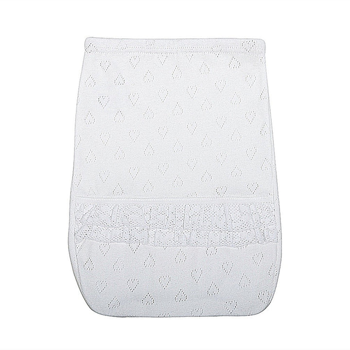 2302 CUBREPAÑAL ALGODÓN CORAZONES CON PUNTILLA BEBÉ