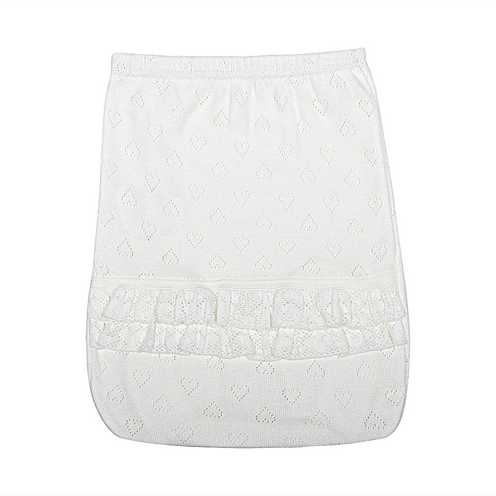 2302 CUBREPAÑAL ALGODÓN CORAZONES CON PUNTILLA BEBÉ