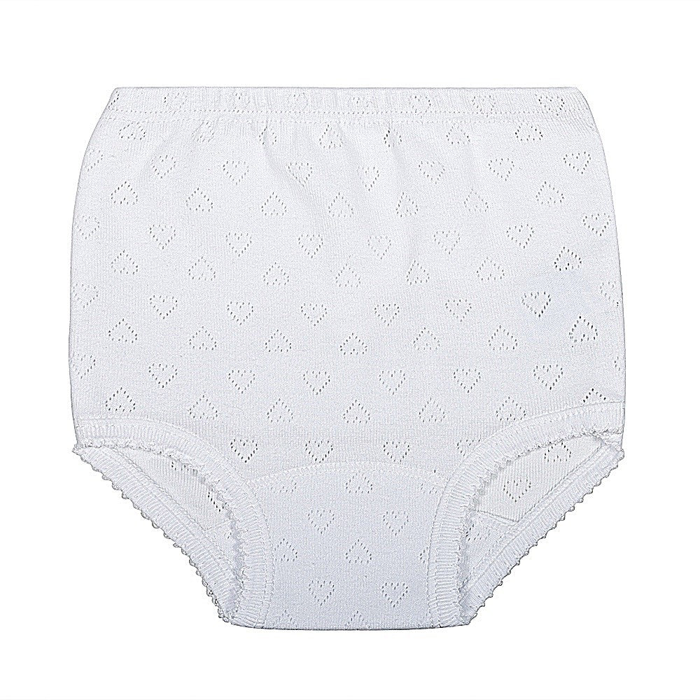 2503 CUBREPAÑAL ALGODÓN CORAZONES CON PUNTILLA BEBÉ 000-Blanco