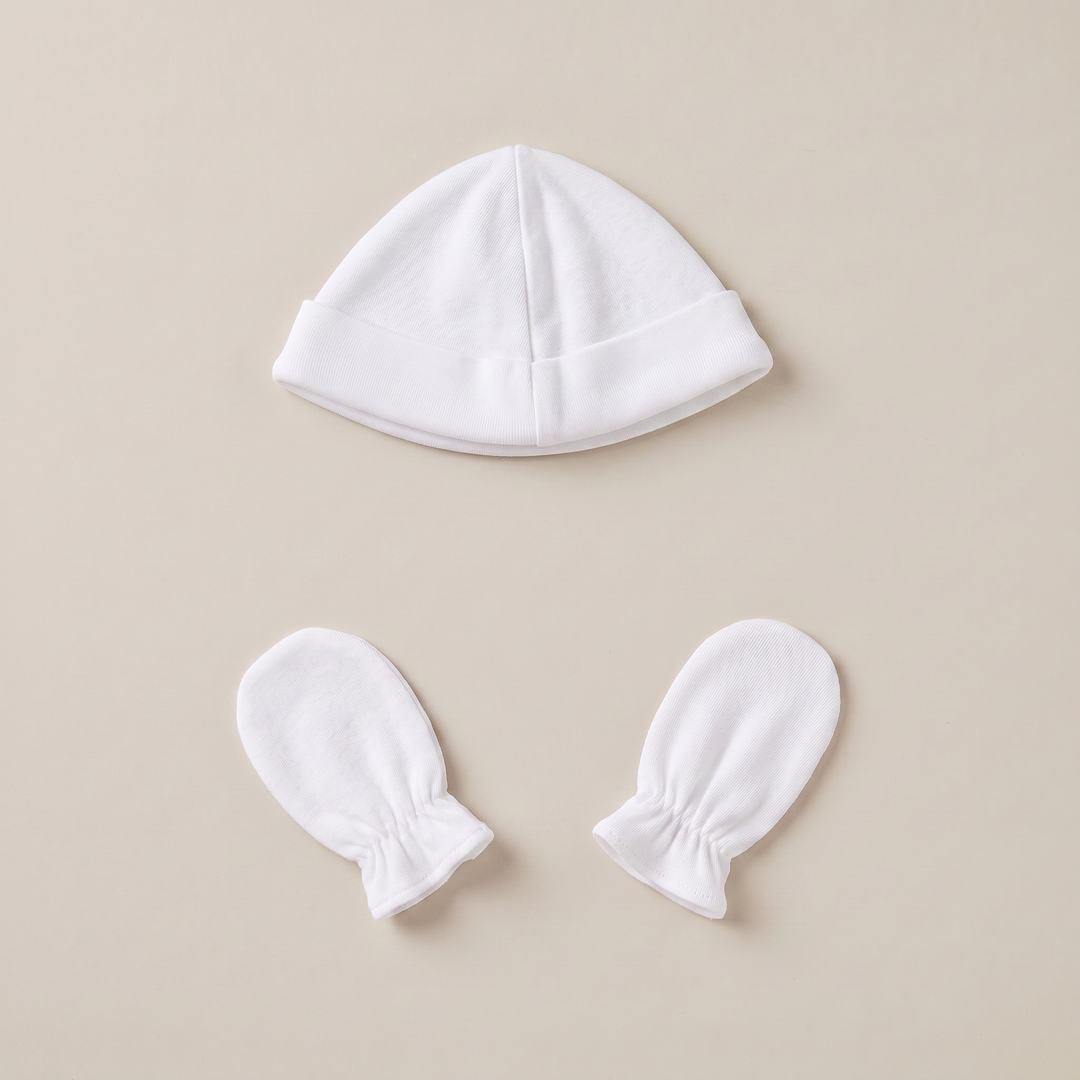 2100B GORRITO Y MANOPLAS ALGODÓN BLANCO