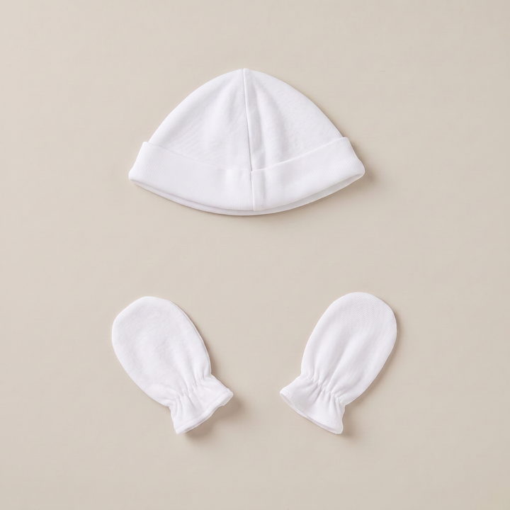 2100B GORRITO Y MANOPLAS ALGODÓN BLANCO
