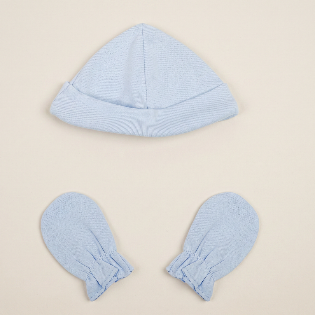 2100A GORRITO Y MANOPLAS ALGODÓN AZUL
