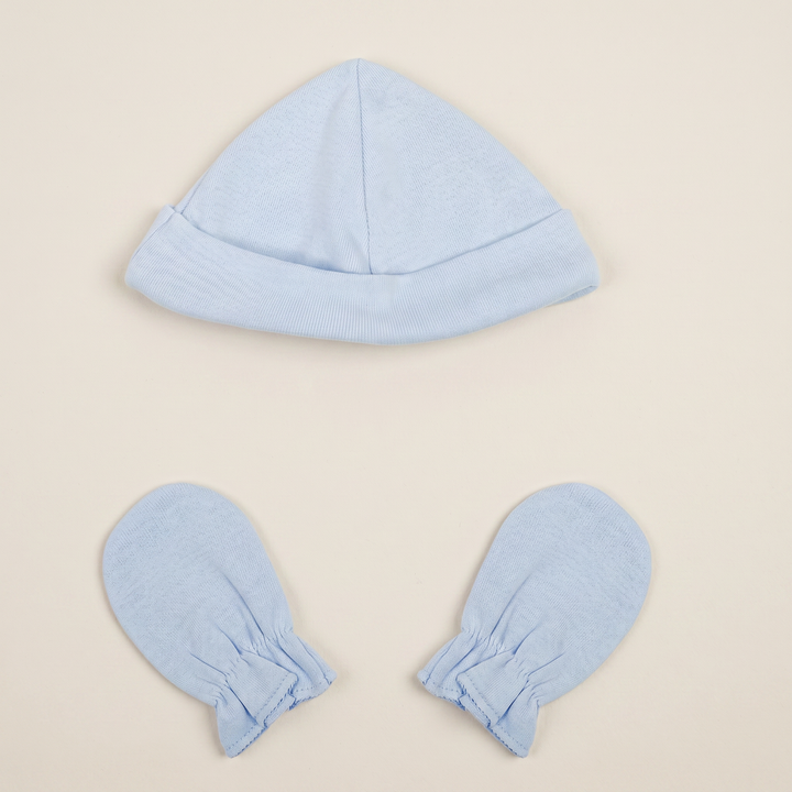 2100A GORRITO Y MANOPLAS ALGODÓN AZUL