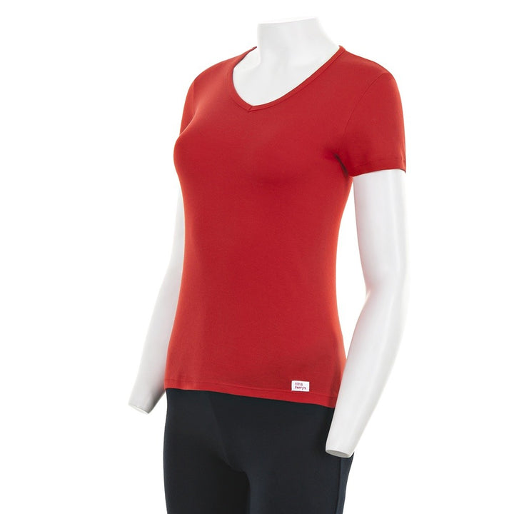 7801 CAMISETA MANGA CORTA CUELLO V 076-Rojo