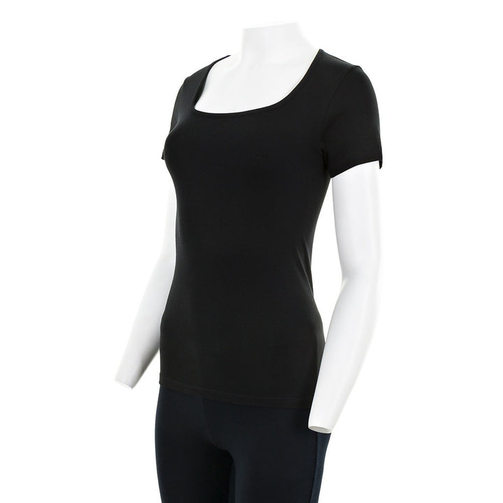 7824 CAMISETA MANGA CORTA CUELLO CUADRADO 009-Negro