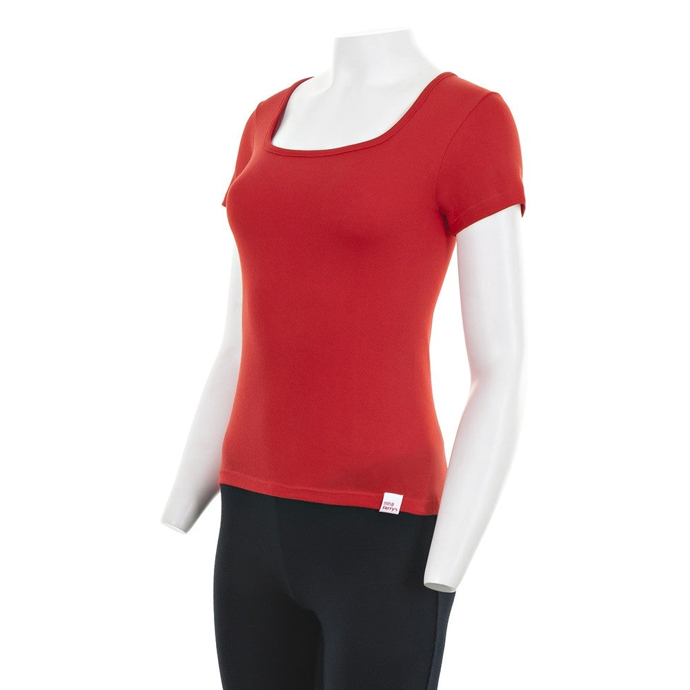 7824b CAMISETA MANGA CORTA CUELLO CUADRADO 076-Rojo 2XL