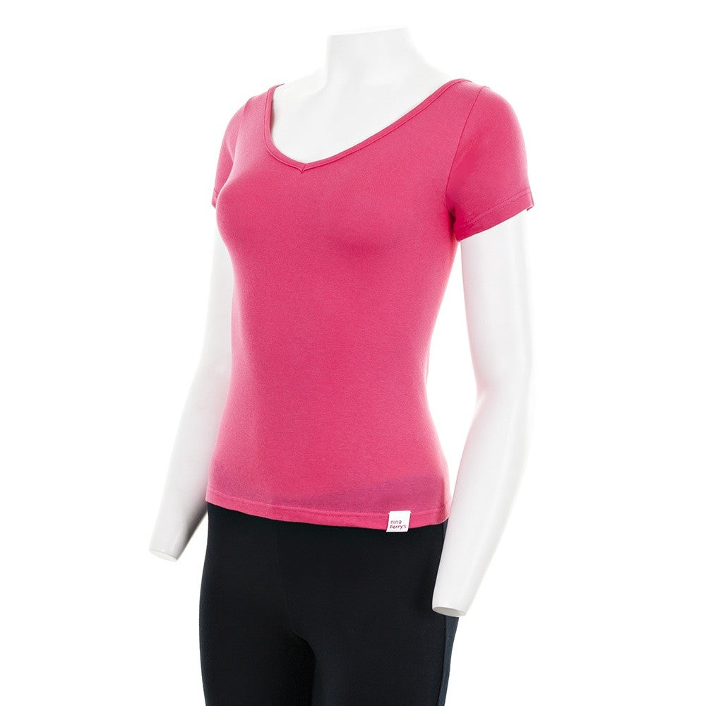 7825b CAMISETA MANGA CORTA CUELLO V DELANTE Y DETRÁS 744-Frambuesa 2XL