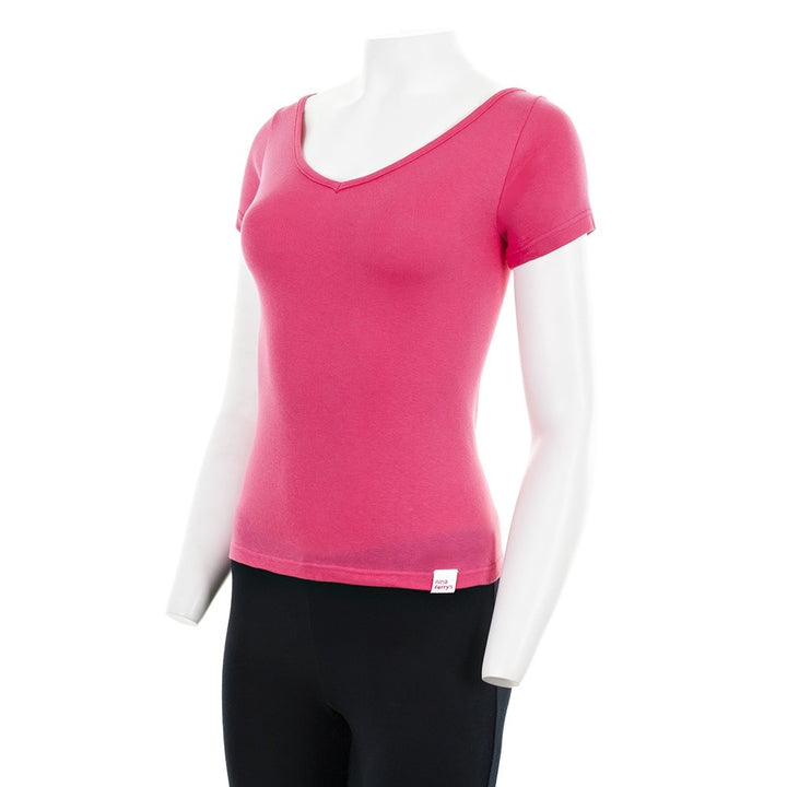 7825b CAMISETA MANGA CORTA CUELLO V DELANTE Y DETRÁS 744-Frambuesa 2XL