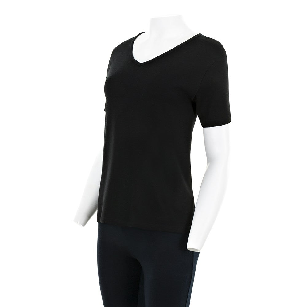 7834 CAMISETA MANGA CORTA ANCHA . CUELLO V 009-Negro