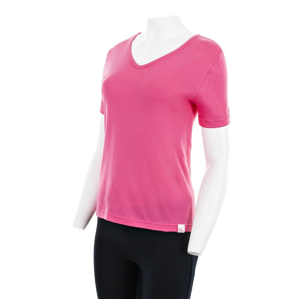 7834 CAMISETA MANGA CORTA ANCHA . CUELLO V 744-Frambuesa