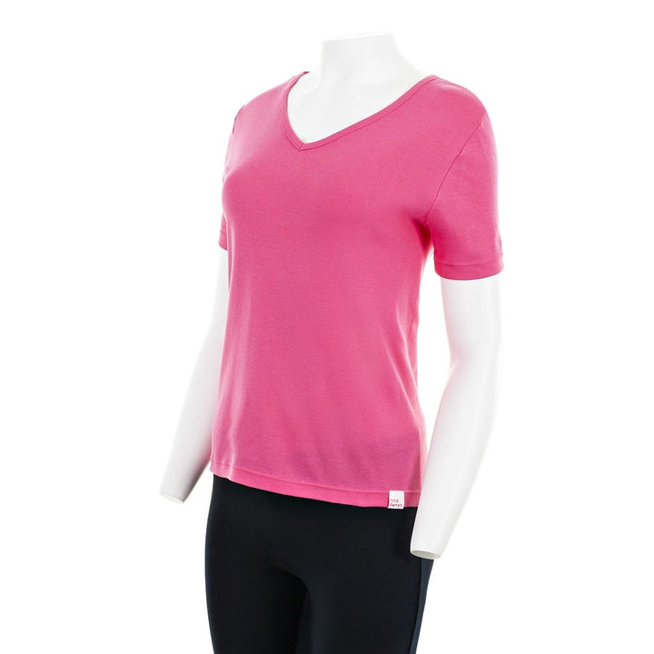 7834 CAMISETA MANGA CORTA ANCHA . CUELLO V 744-Frambuesa