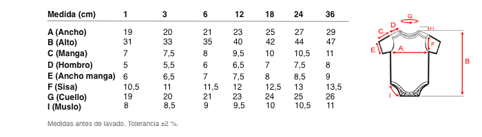 Medidas reales de 2604 BODY CUELLO AMERICANO