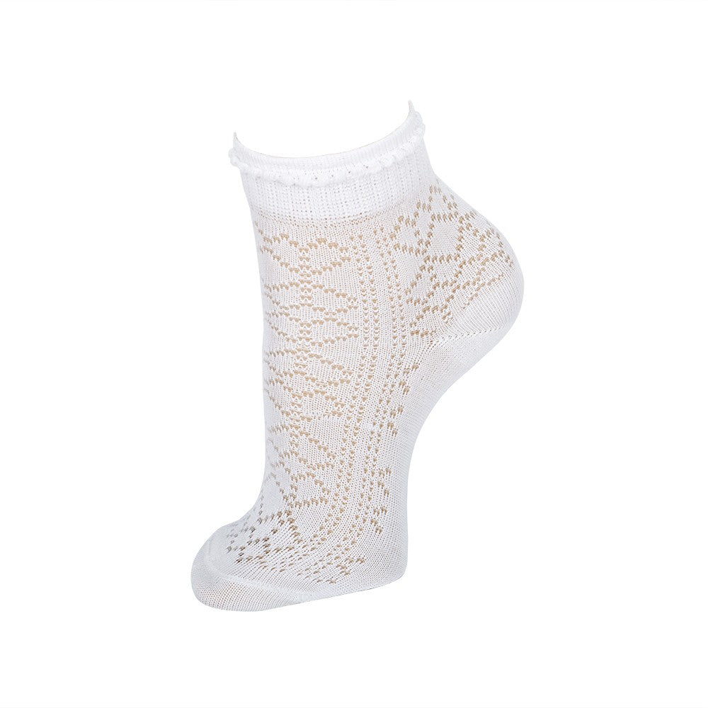 4038 CALCETÍN ROMBOS HILO DE ESCOCIA 000-Blanco