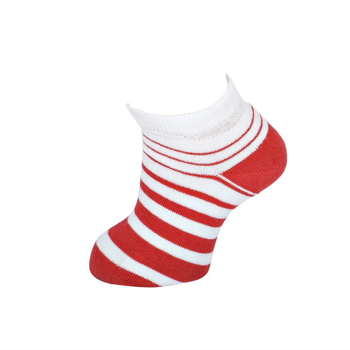 4176 CALCETÍN INVISIBLE MIL RAYAS 076-Blanco-Rojo