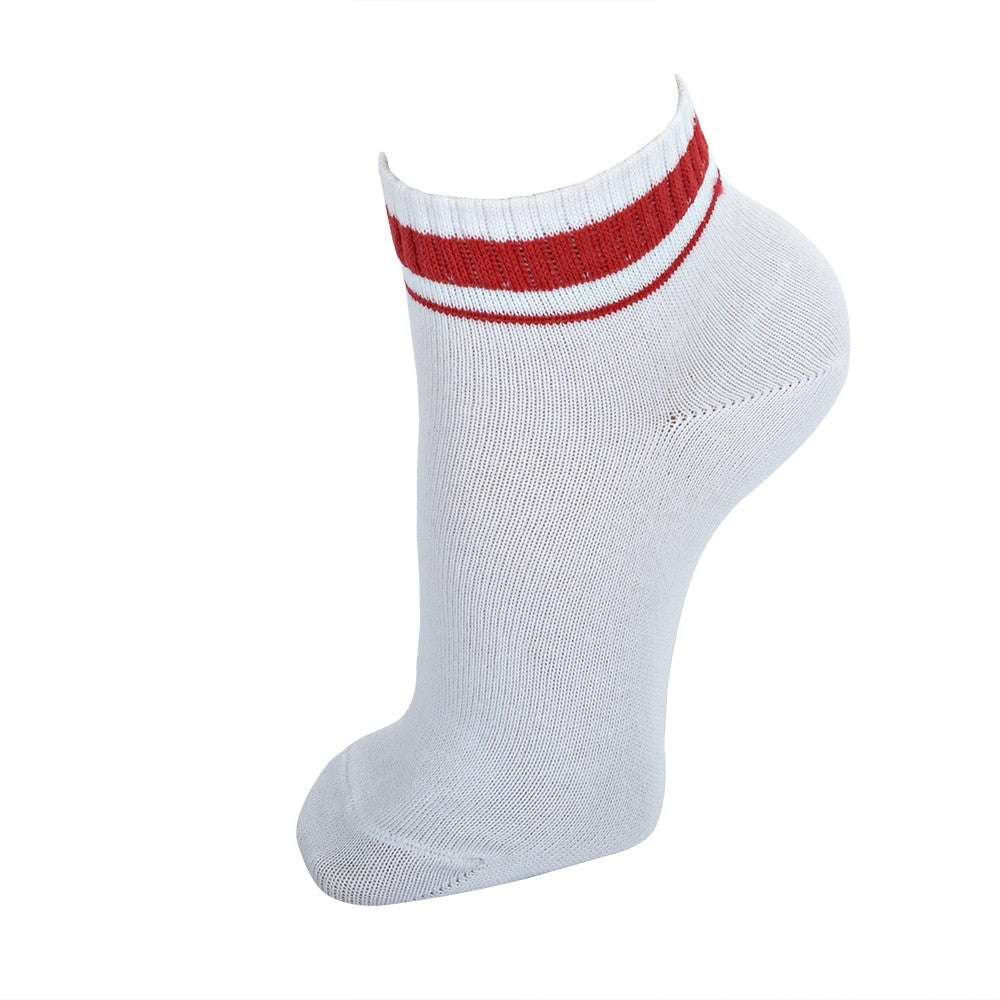 4815 CALCETÍN TOBILLERO 2 RAYAS 076-Blanco-Rojo