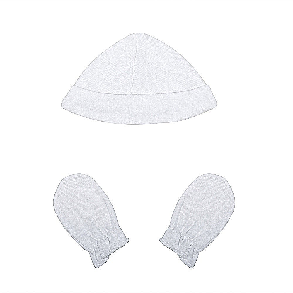 2100B GORRITO Y MANOPLAS ALGODÓN BLANCO 000-Blanco Talla única