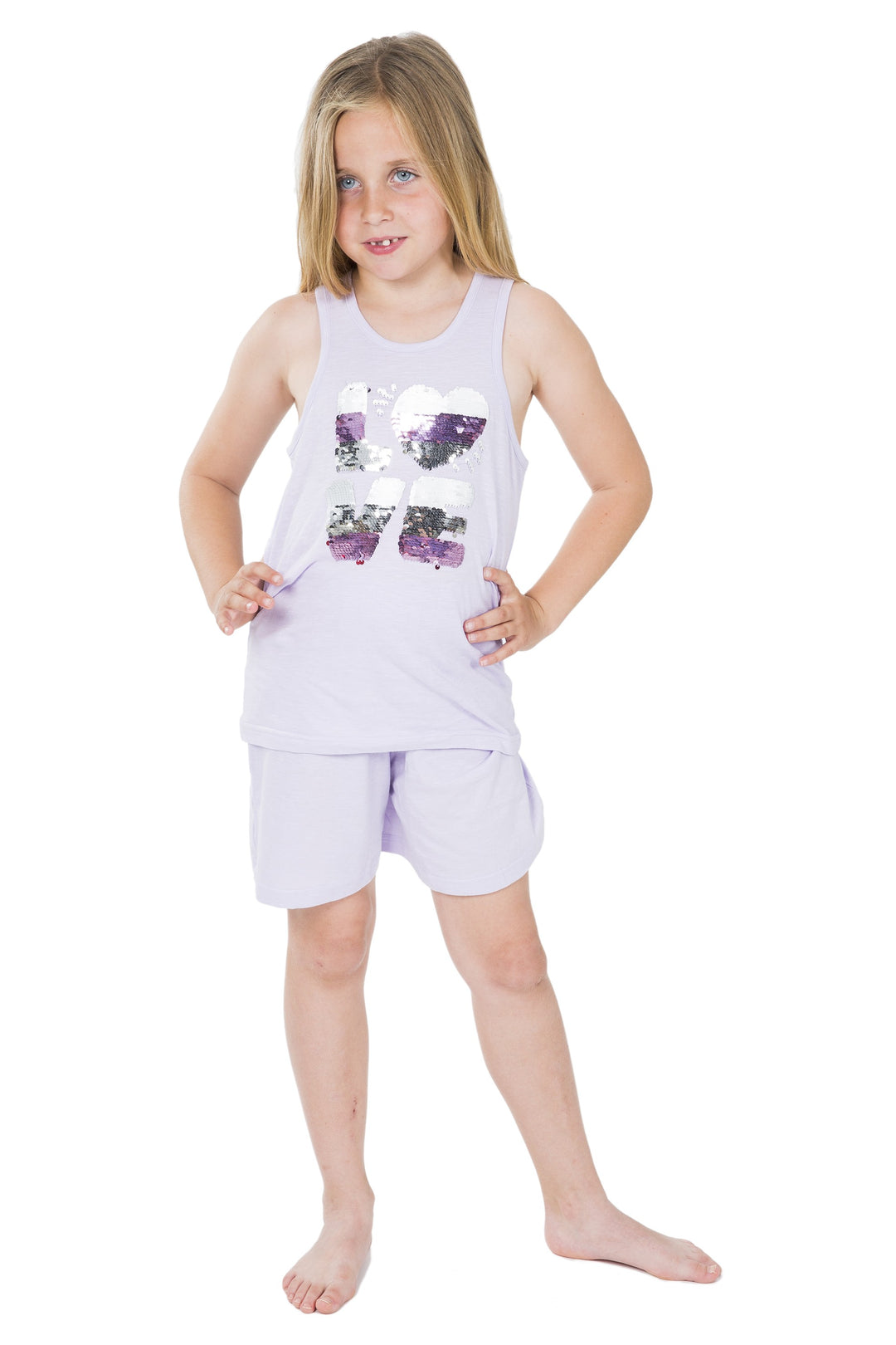 PIJAMA MANGA CORTA Y PANTALÓN CORTO LOVE Lila