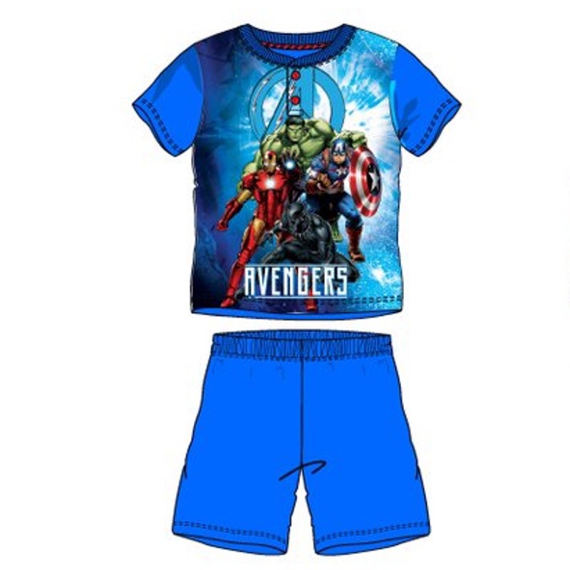 PIJAMA PANTALÓN CORTO Y MANGA CORTA VENGADORES Azul