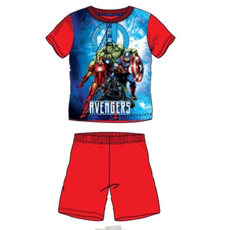 PIJAMA PANTALÓN CORTO Y MANGA CORTA VENGADORES Rojo