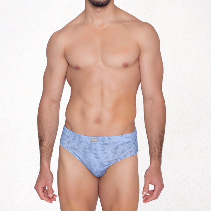 413 PACK DE 3 SLIPS  CERRADOS ESTAMPADOS Y LISO AZUL