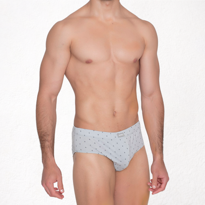 414 PACK DE 3 SLIPS  CERRADOS ESTAMPADOS Y LISO GRIS