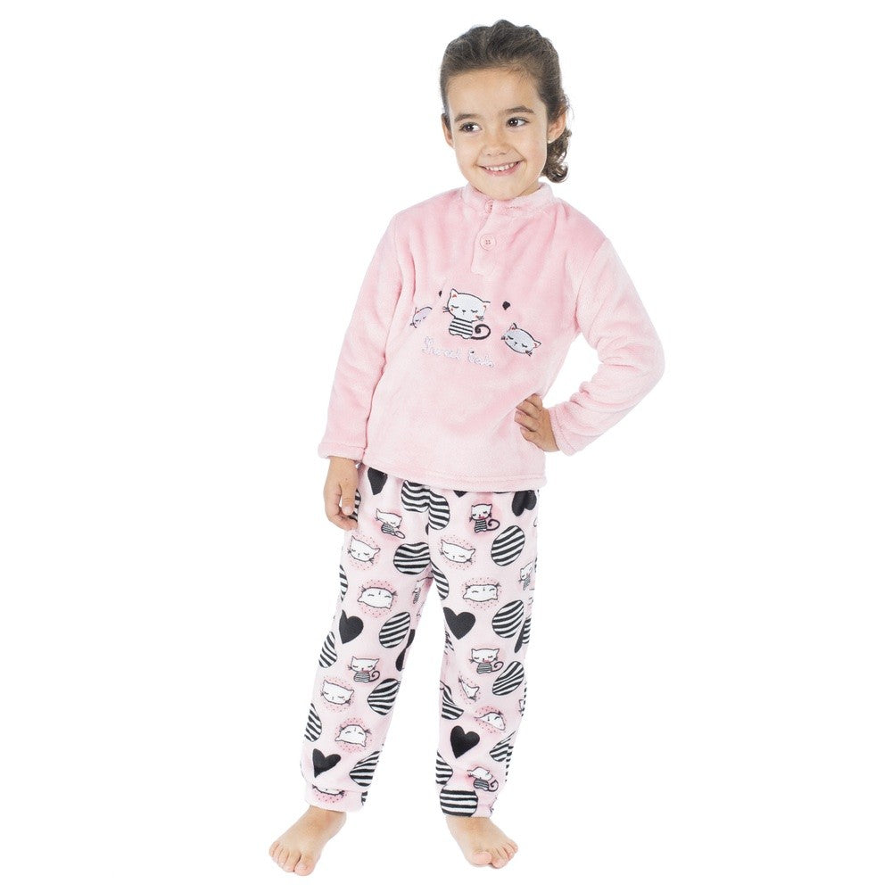 PIJAMA POLAR GATITAS Rosa