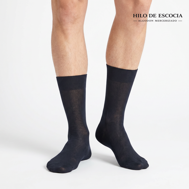 4440 CALCETÍN 1x1 HILO DE ESCOCIA 096-Gris Oscuro