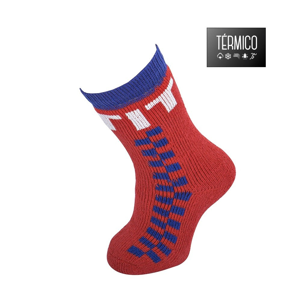 4792 CALCETÍN CORTO PETIT CUADROS 076-Rojo