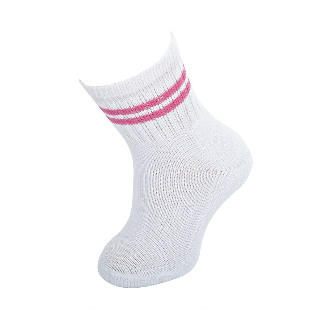4760 CALCETÍN CORTO RAYAS 713-Blanco-Rosa Fucsia