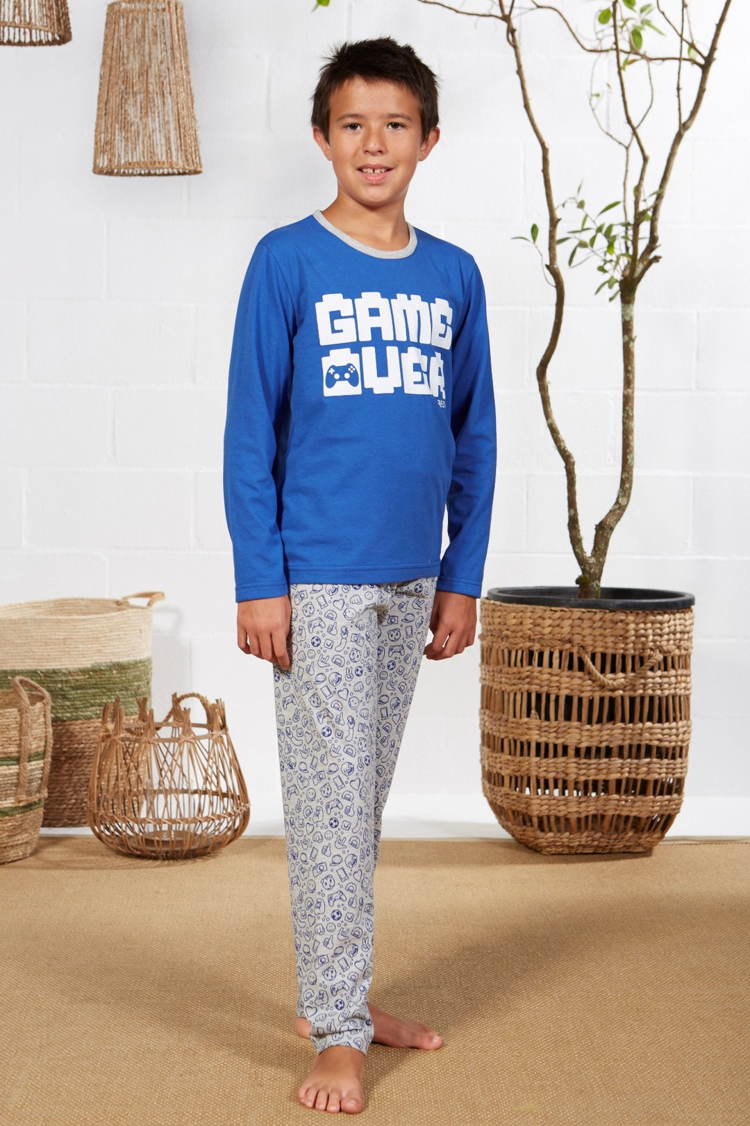 PIJAMA LARGO NIÑO GAMES Azul