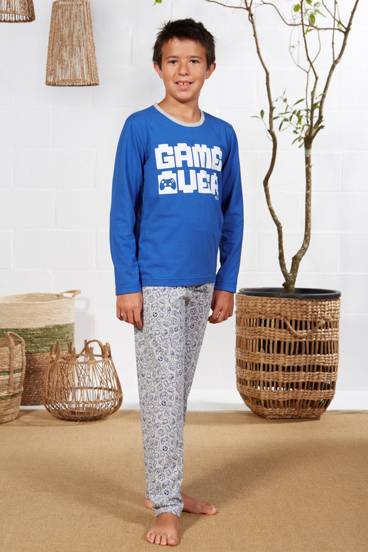 PIJAMA LARGO NIÑO GAMES Azul