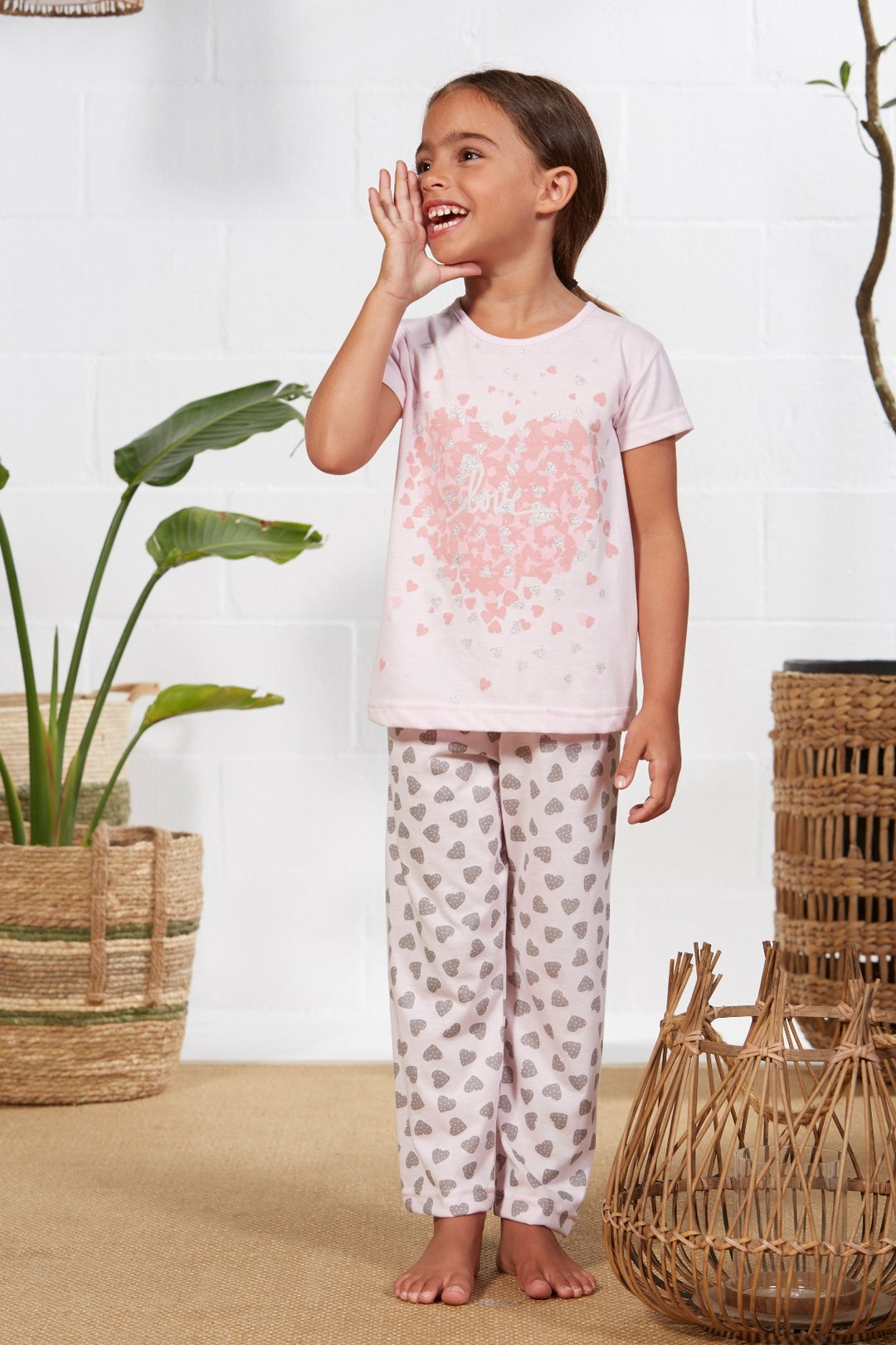 PIJAMA NIÑA HEARTS Rosa