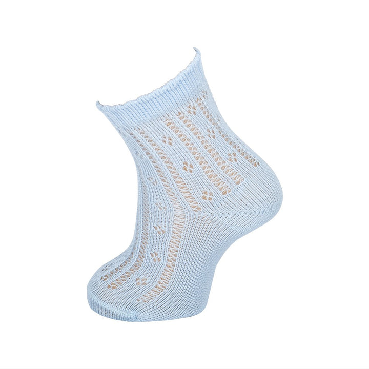 4036 CALCETÍN CALADO PERLÉ 209-Celeste
