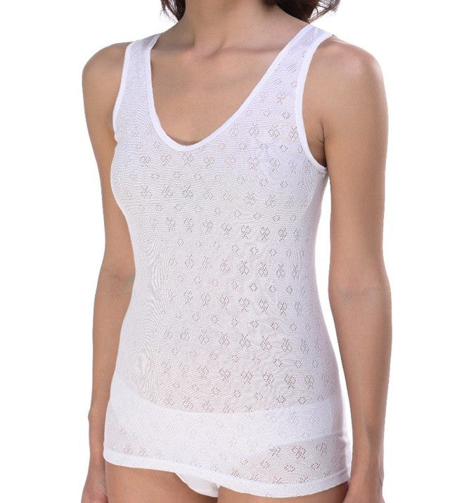 5827 CAMISETA CALADA TIRANTES HILO DE ESCOCIA 100% ALGODÓN ANTIALÉRGICA 000-Blanco