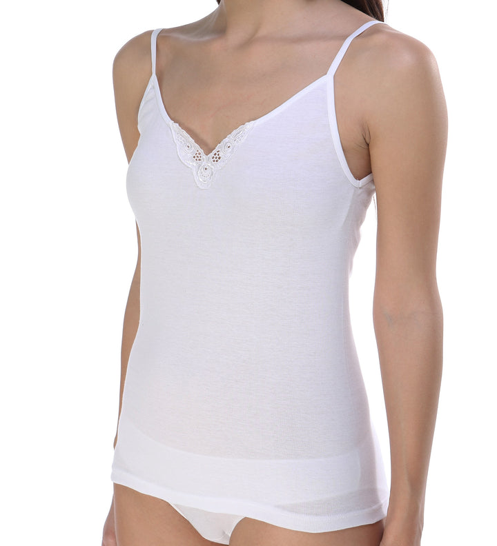 5831 CAMISETA TIRANTES ADORNO 100% ALGODÓN ANTIALÉRGICA 000-Blanco