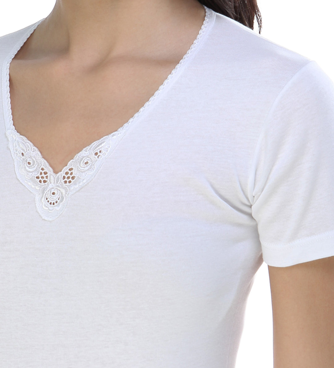 5833 CAMISETA MANGA CORTA ADORNO 100% ALGODÓN ANTIALÉRGICA