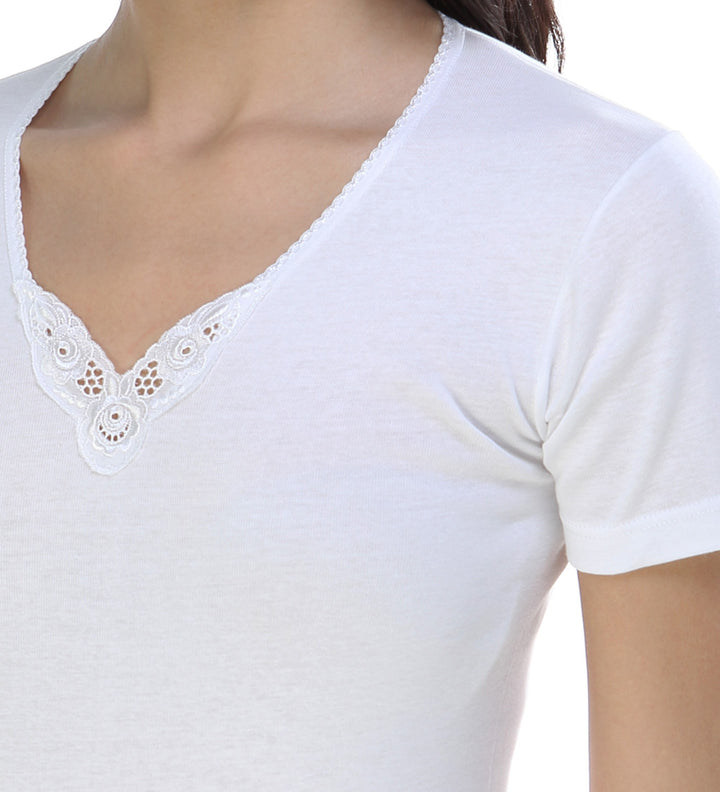 5833 CAMISETA MANGA CORTA ADORNO 100% ALGODÓN ANTIALÉRGICA