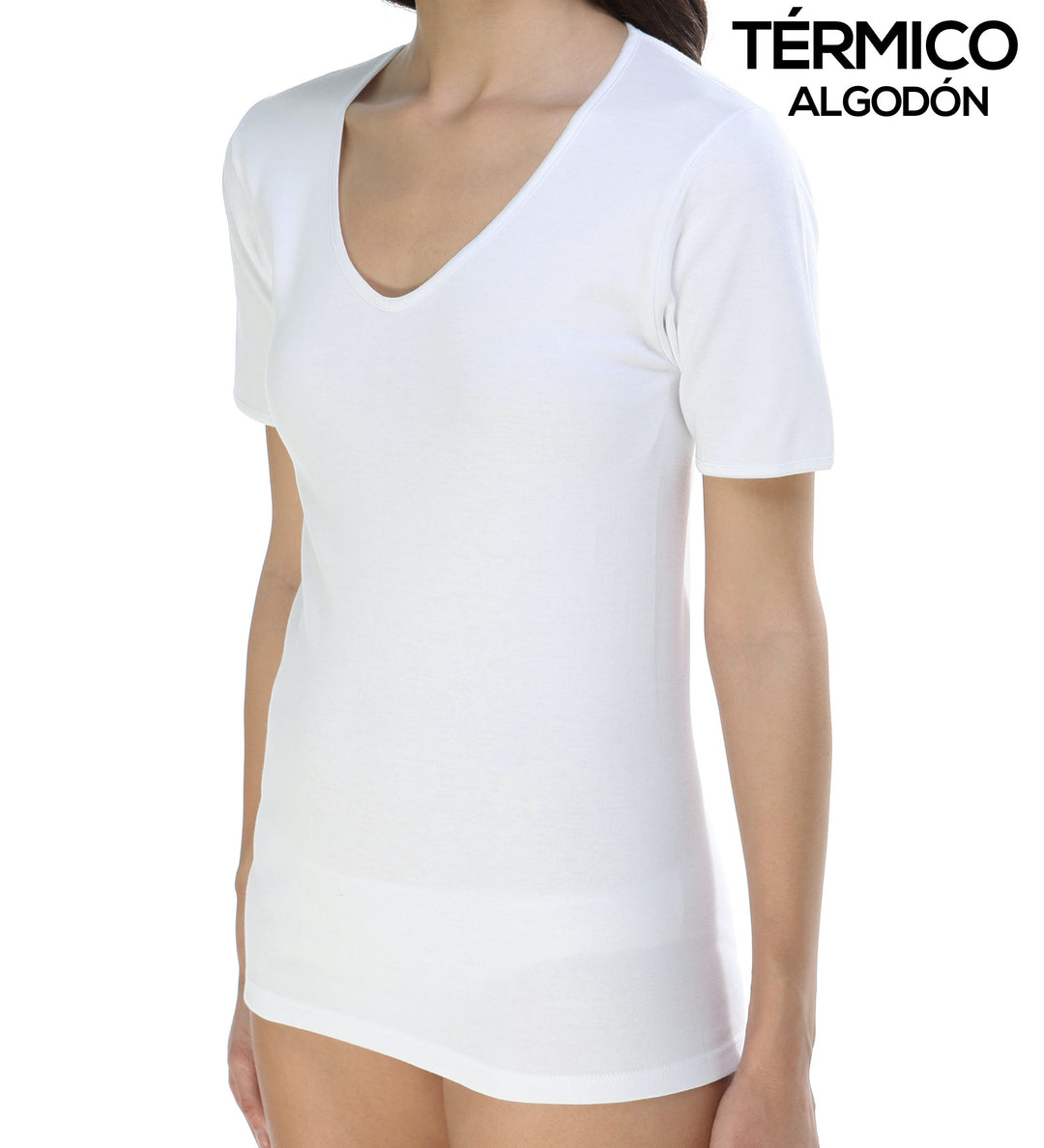 9815 CAMISETA MANGA CORTA AFELPADA TÉRMICA 100% ALGODÓN ANTIALÉRGICA 000-Blanco