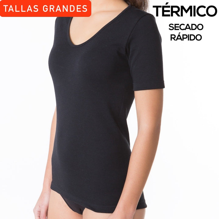 9825b CAMISETA MANGA CORTA TÉRMICA SECADO RÁPIDO 009-Negro