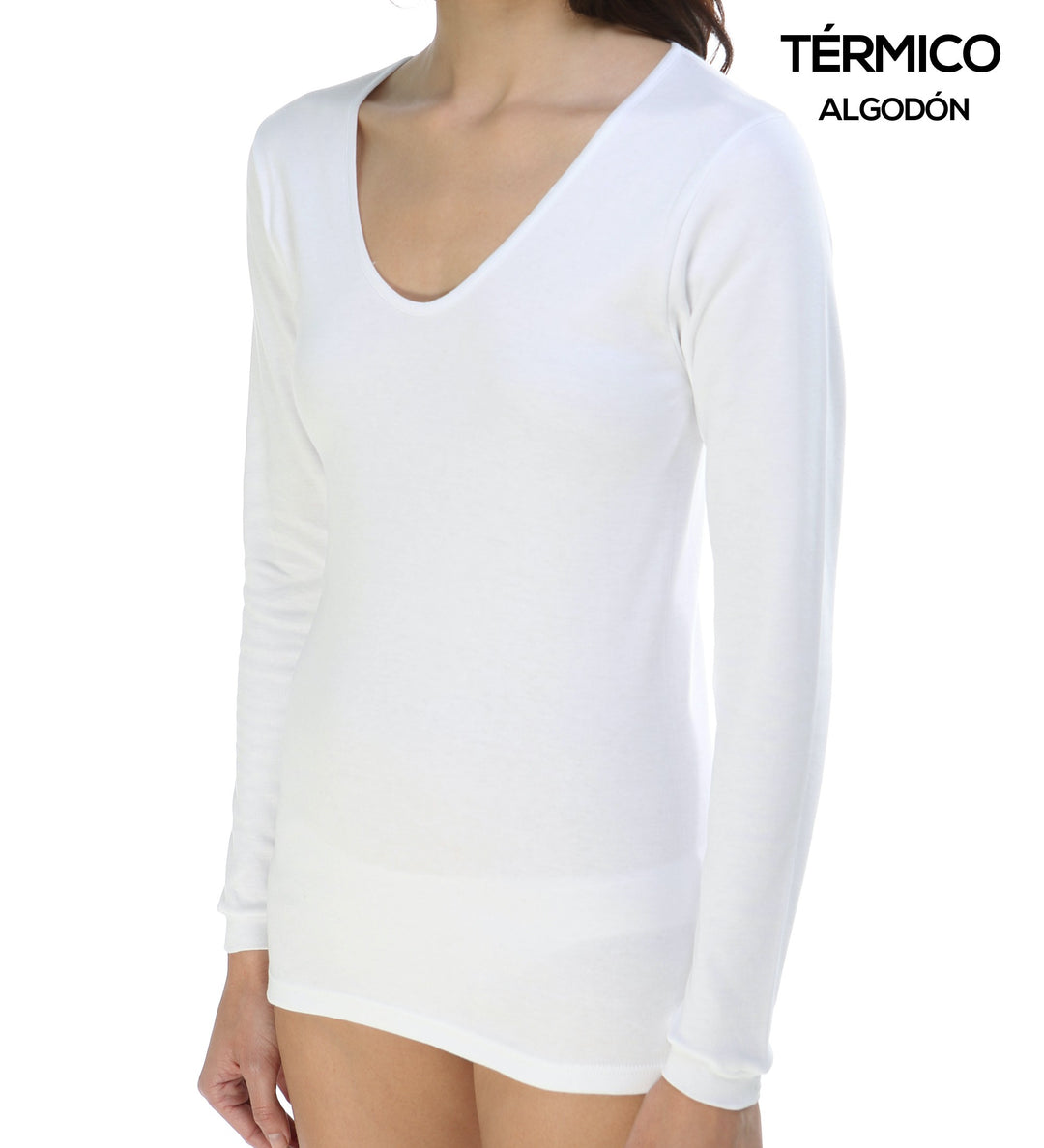 9816 CAMISETA MANGA LARGA AFELPADA TÉRMICA 000-Blanco