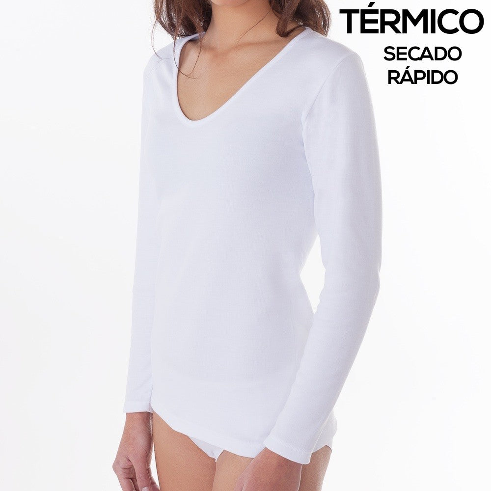 9826 CAMISETA MANGA LARGA TÉRMICA SECADO RÁPIDO 000-Blanco