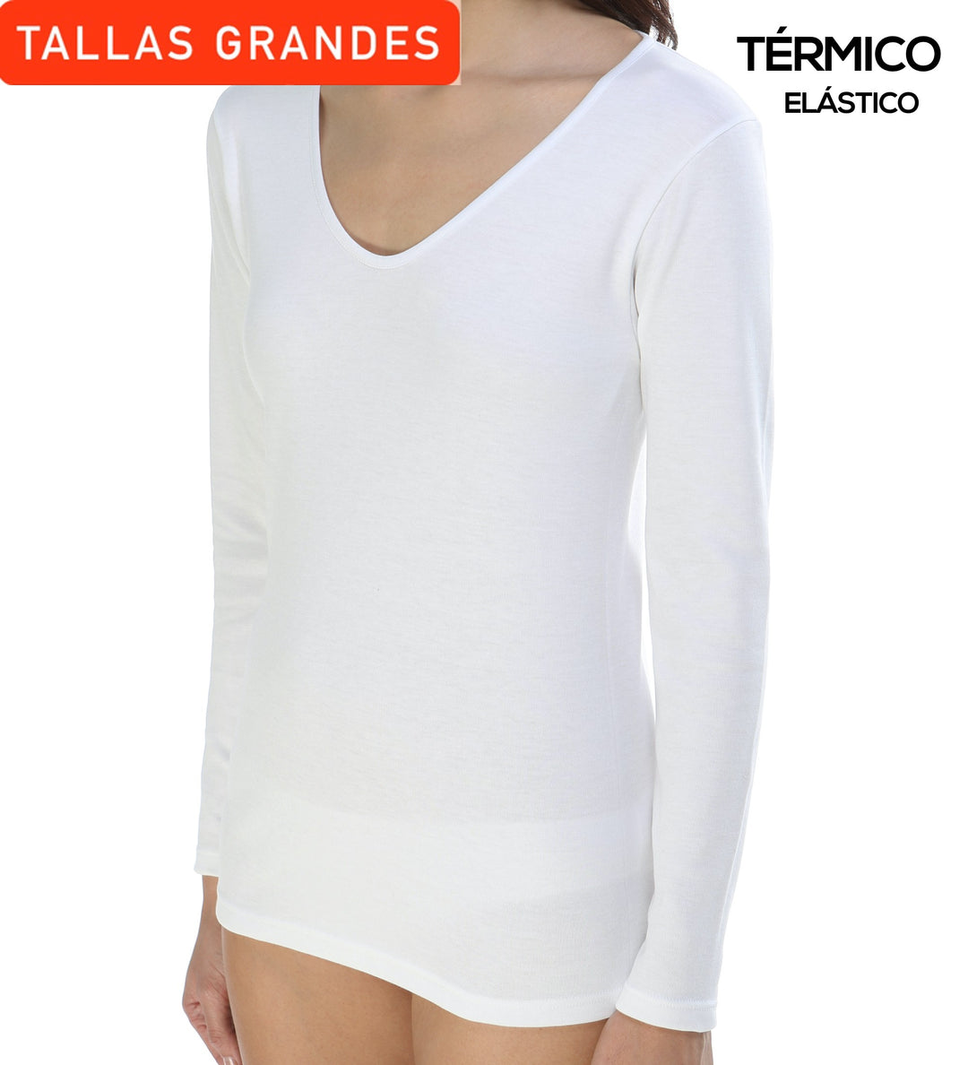 9818b CAMISETA MANGA LARGA AFELPADA TÉRMICA ADAPTABLE 000-Blanco