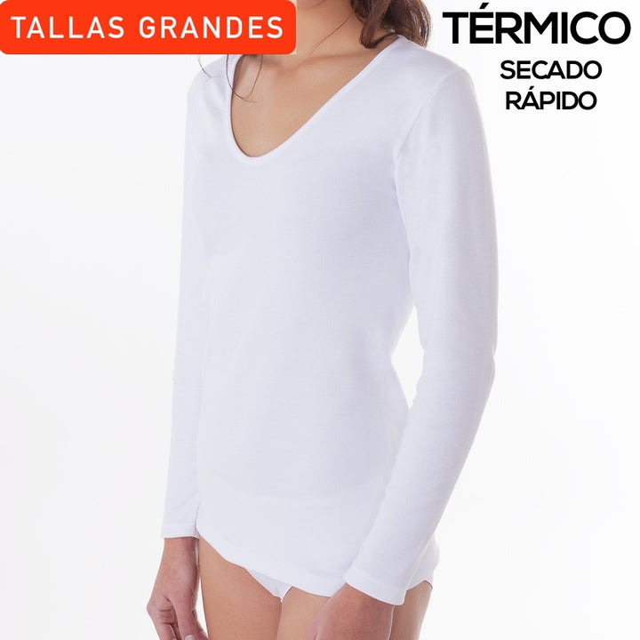 9826b CAMISETA MANGA LARGA TÉRMICA SECADO RÁPIDO 000-Blanco