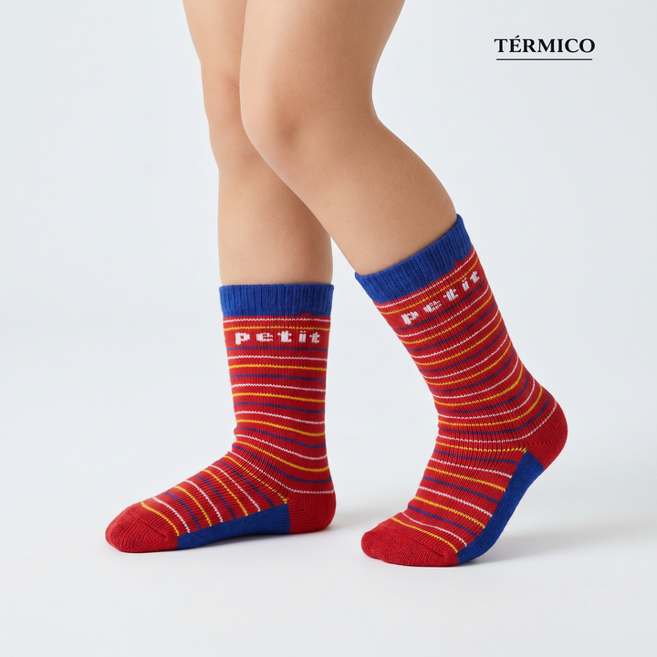 4799 CALCETÍN ALTO PETIT RAYAS 076-Rojo 25-27
