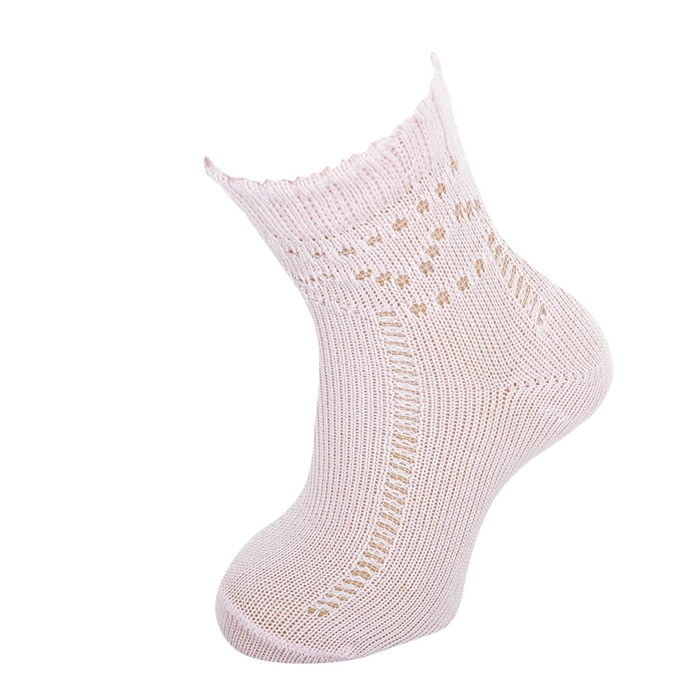 4731 CALCETÍN CALADO PERLÉ. PUÑO FANTASÍA 715-Rosa Pálido