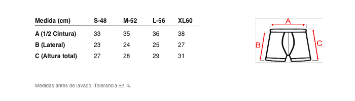 Medidas reales de 5001 PLAIN CLOSED BOXER